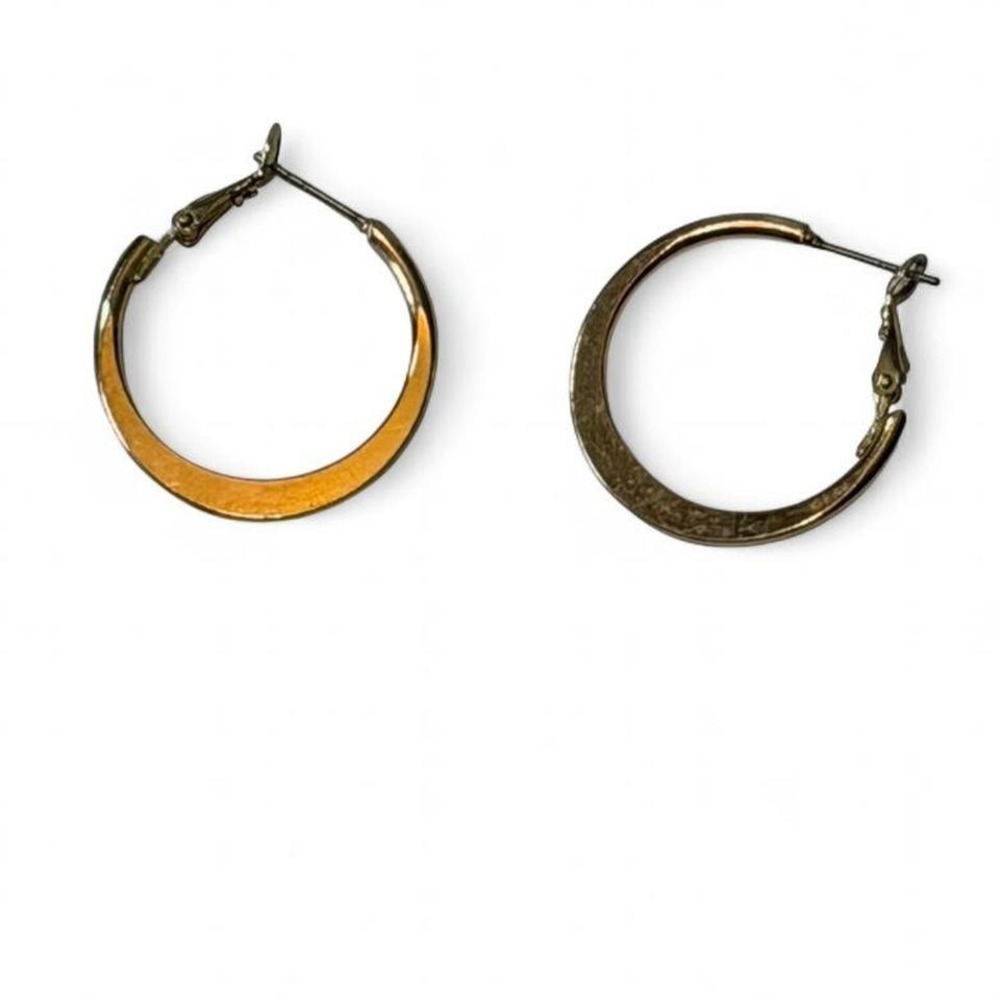 Gold Tone Tapered Hoop‎ Earrings